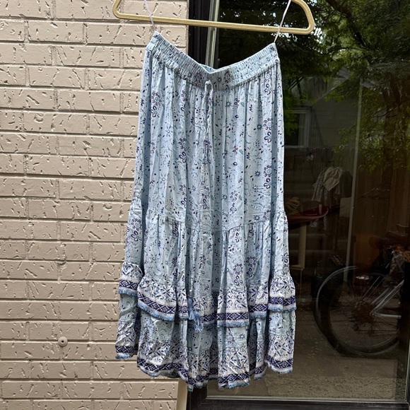 Lola P. Dresses & Skirts - Chic Light Blue Floral A-Line Skirt